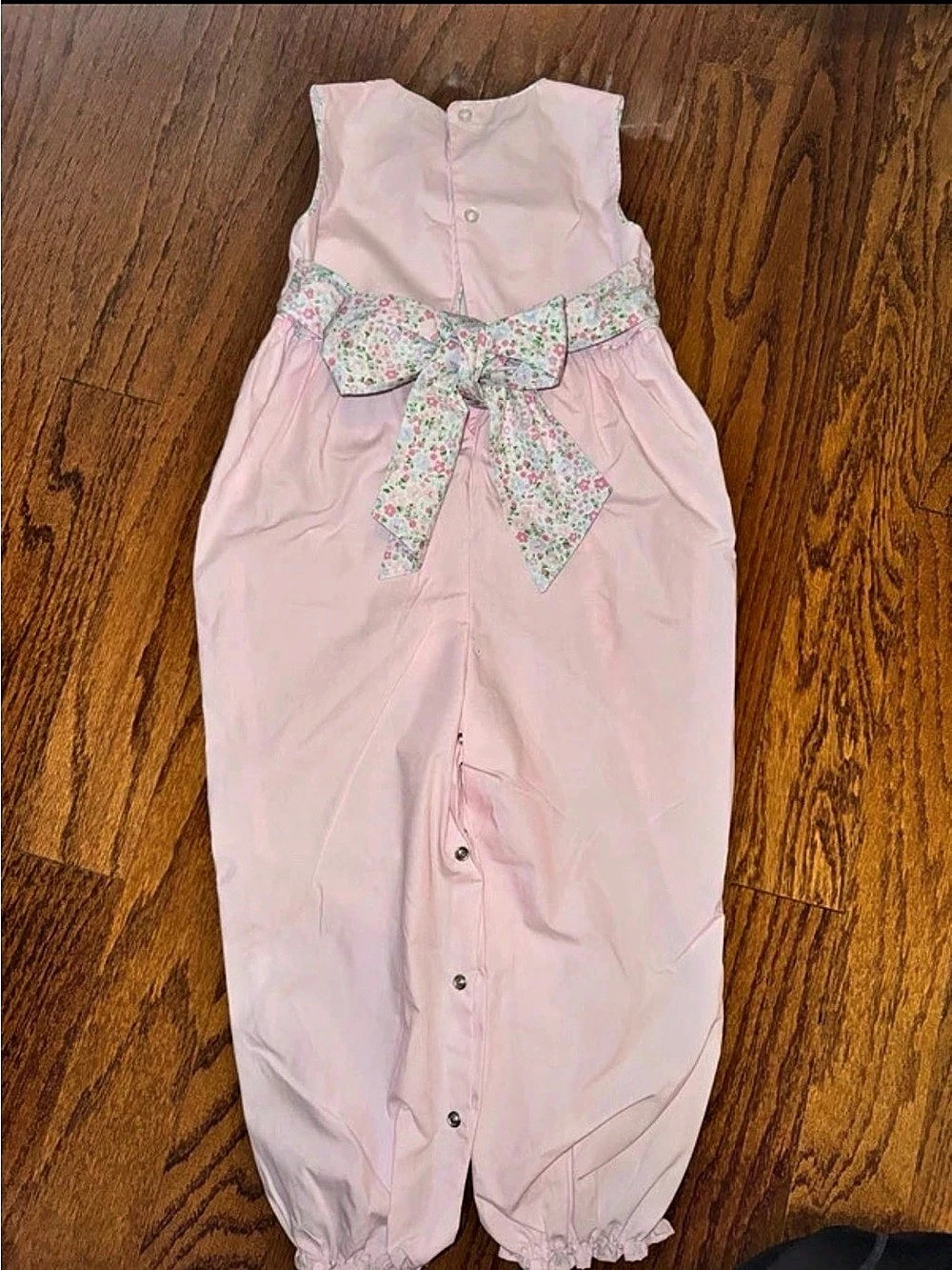 The Beaufort Bonnet Company Girls 4T Pink Floral Bow Longall Romper TBBC